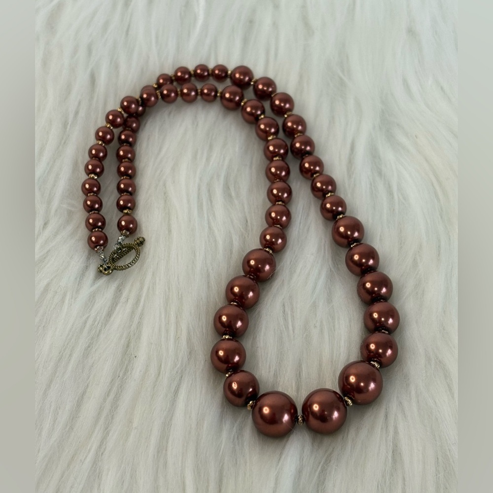 (254)Elegant Brown Beaded Necklace - Picture 6 of 8